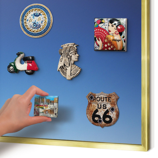 Magnetisch bord voor reismagneten met gouden lijst Blauwe kleurovergangen