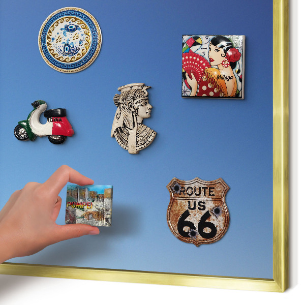 Magnetisch bord voor reismagneten met gouden lijst Blauwe kleurovergangen