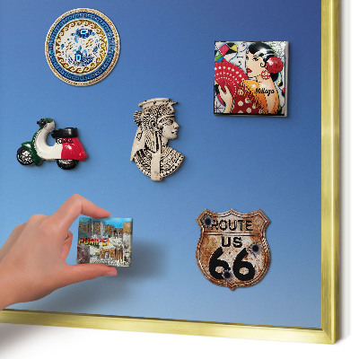 Magnetisch bord voor reismagneten met gouden lijst Blauwe kleurovergangen