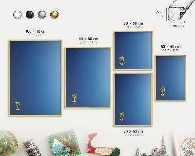 Magnetisch bord voor reismagneten met gouden lijst Blauwe kleurovergangen