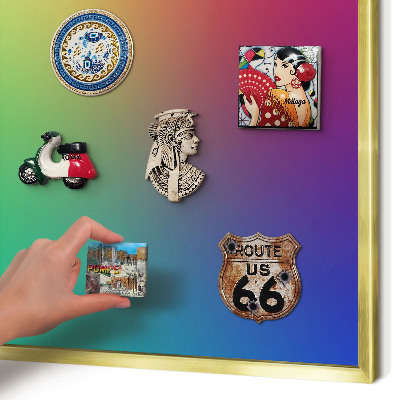 Metalen magneetbord met lijst in het goud Regenbooggradient