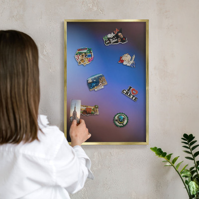 Metalen magneetbord met lijst in het goud Kleuren van Balans