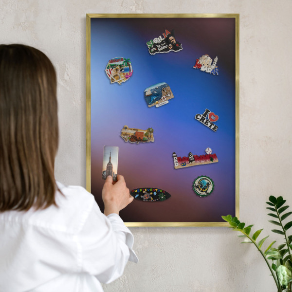 Metalen magneetbord met lijst in het goud Kleuren van Balans