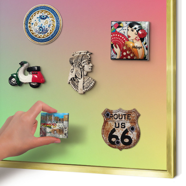 Magnetisch bord voor reismagneten met gouden lijst Kleurrijk verloop