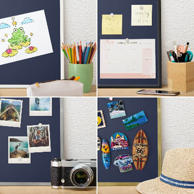 Magnetisch bord voor reismagneten met gouden lijst Donker marineblauw