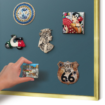 Metalen magneetbord met lijst in het goud Donker turkoois