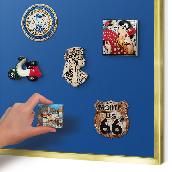 Magnetisch bord voor reismagneten met gouden lijst Donkerblauw