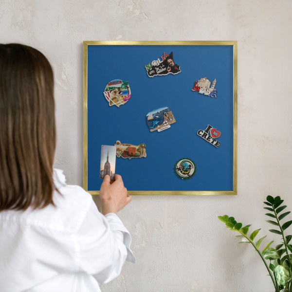 Magnetisch bord voor reismagneten met gouden lijst Donkerblauw