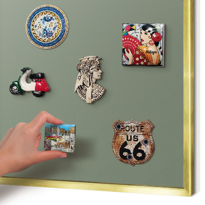 Metalen magneetbord met lijst in het goud Donkere salie