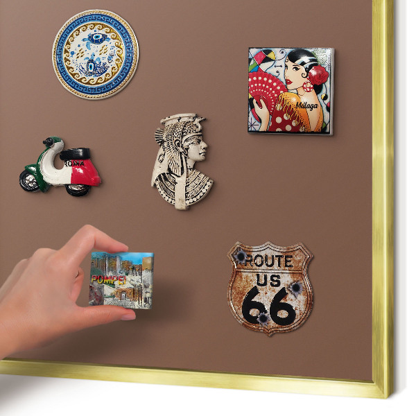 Magnetisch bord voor reismagneten met gouden lijst Bruine kleur
