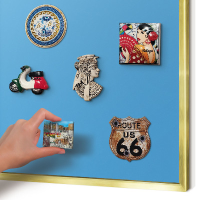 Metalen magneetbord met lijst in het goud Blauw water