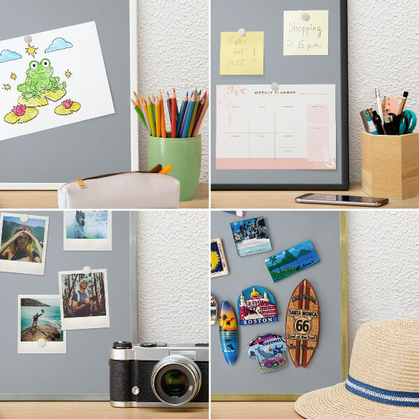 Metalen magneetbord met lijst in het goud Delicaat grijs