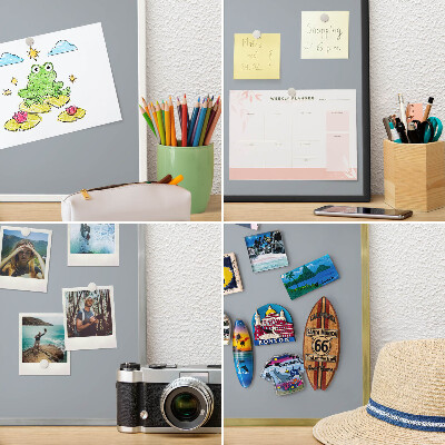 Metalen magneetbord met lijst in het goud Delicaat grijs
