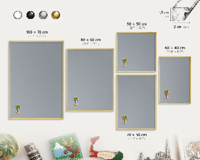 Metalen magneetbord met lijst in het goud Delicaat grijs
