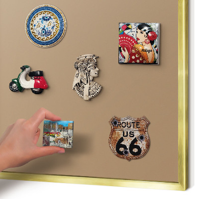 Magnetisch bord voor reismagneten met gouden lijst Warm lichtbruin