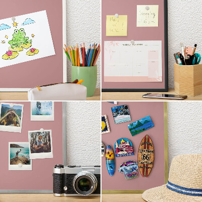 Metalen magneetbord met lijst in het goud Pastelroze