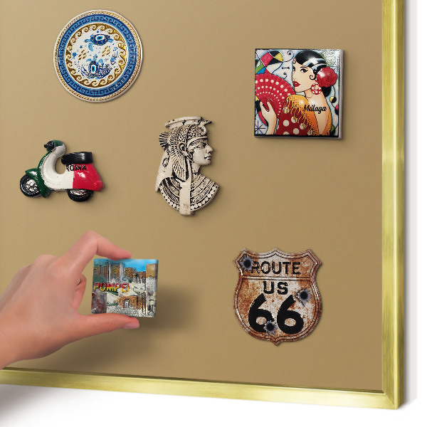 Magnetisch bord voor reismagneten met gouden lijst Bruine kleur