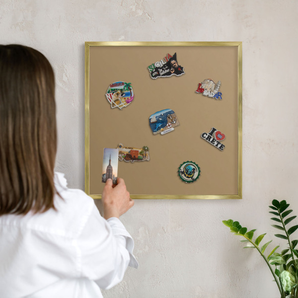 Magnetisch bord voor reismagneten met gouden lijst Bruine kleur