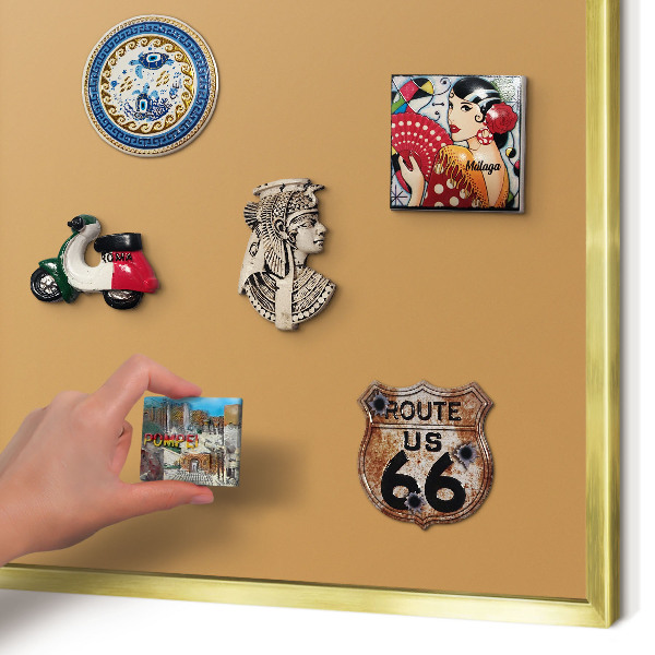 Metalen magneetbord met lijst in het goud Doffe oranje