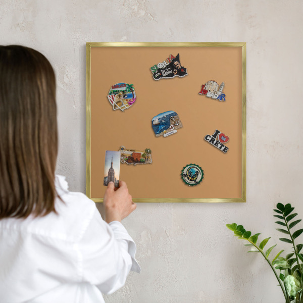 Metalen magneetbord met lijst in het goud Doffe oranje