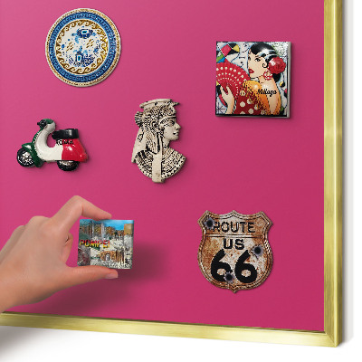 Magnetisch bord voor reismagneten met gouden lijst Intens roze