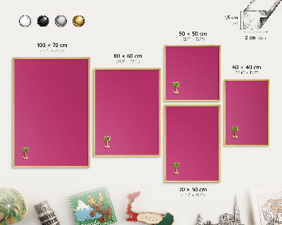 Magnetisch bord voor reismagneten met gouden lijst Intens roze