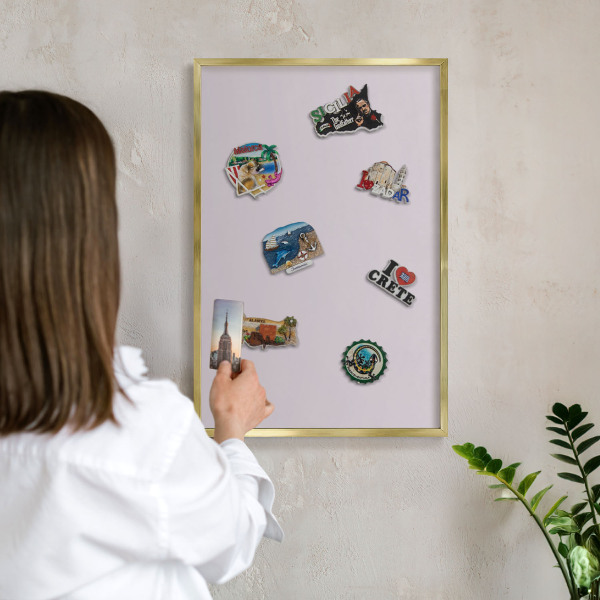 Magnetisch bord voor reismagneten met gouden lijst Licht lila