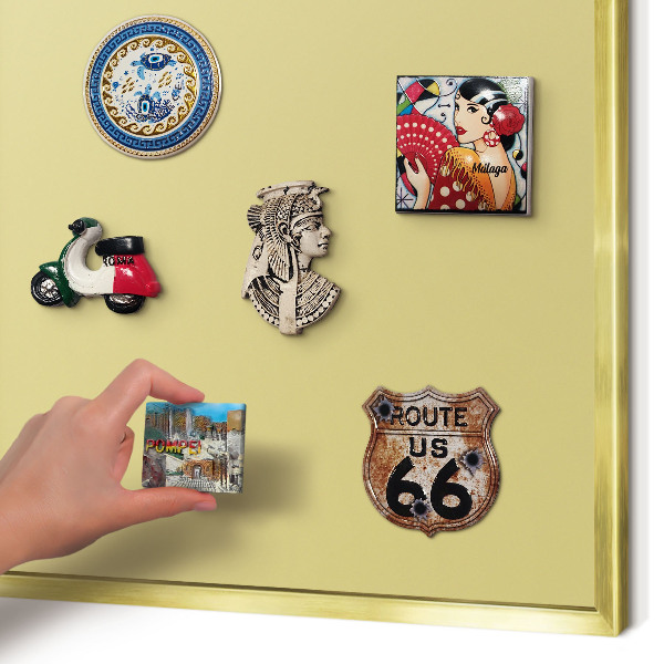 Magnetisch bord voor reismagneten met gouden lijst Vintage geel