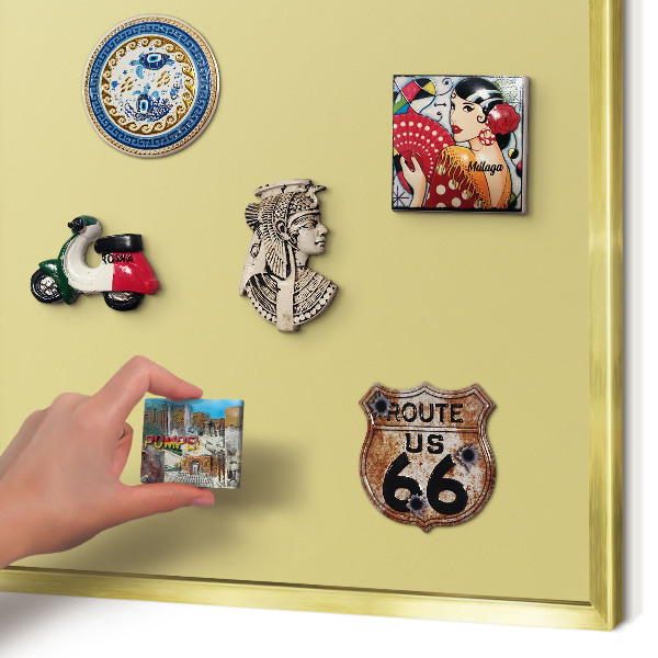 Magnetisch bord voor reismagneten met gouden lijst Vintage geel