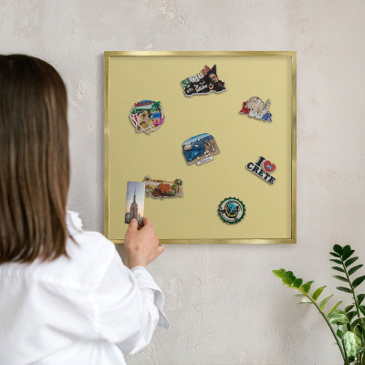 Magnetisch bord voor reismagneten met gouden lijst Vintage geel