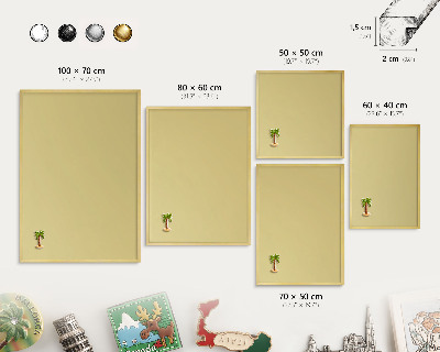 Magnetisch bord voor reismagneten met gouden lijst Vintage geel