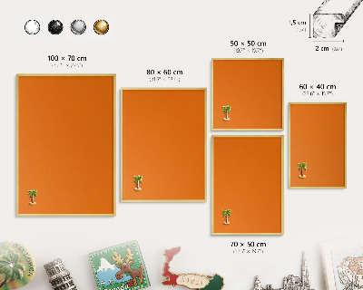 Metalen magneetbord met lijst in het goud Sterk oranje