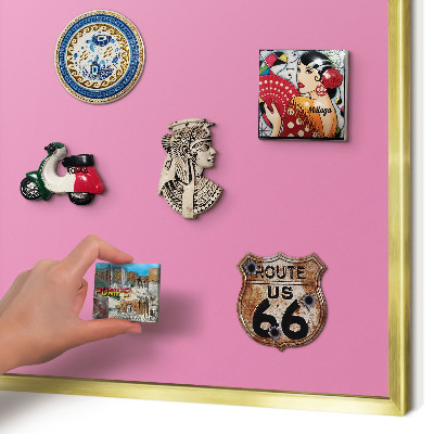 Magnetisch bord voor reismagneten met gouden lijst Koel roze