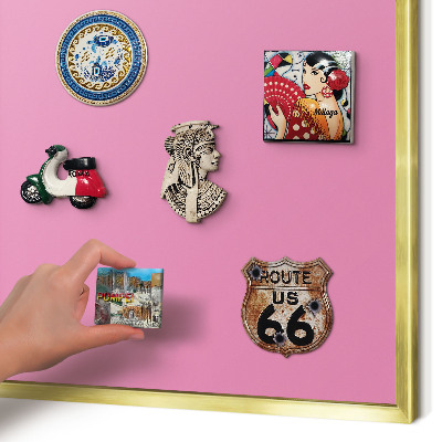 Magnetisch bord voor reismagneten met gouden lijst Koel roze