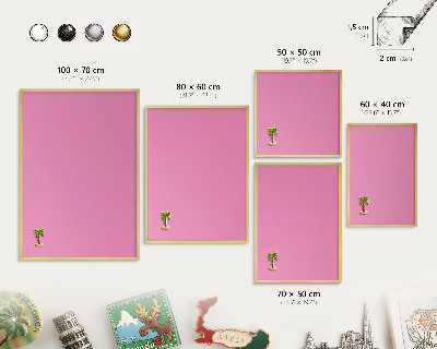 Magnetisch bord voor reismagneten met gouden lijst Koel roze