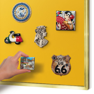 Metalen magneetbord met lijst in het goud Levendig oranje