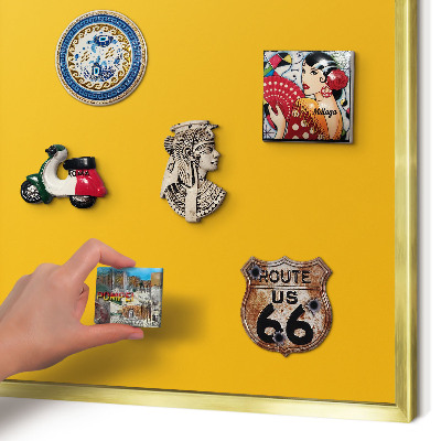 Metalen magneetbord met lijst in het goud Levendig oranje
