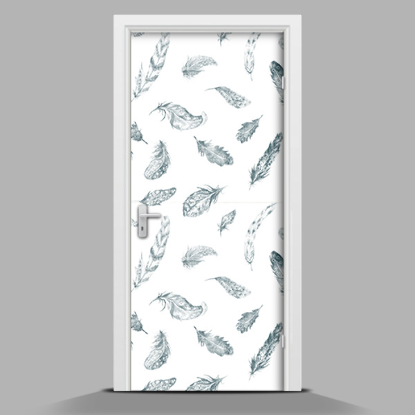 Deursticker Zwarte en witte veren