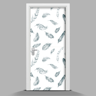 Deursticker Zwarte en witte veren