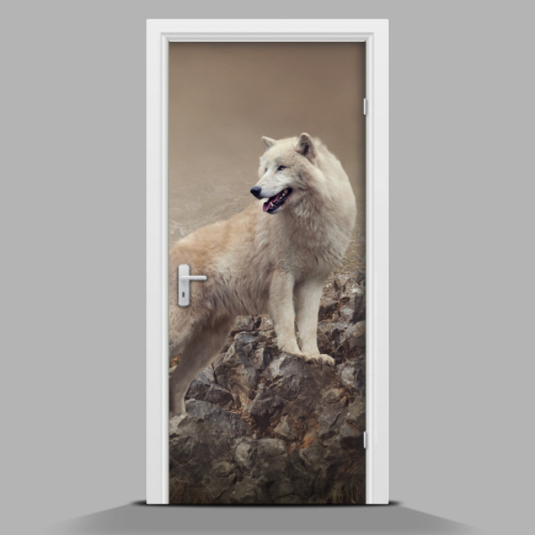 Zelfklevende deur sticker Witte wolf