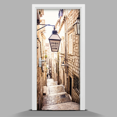 Zelfklevende deursticker Oude stadsstraat