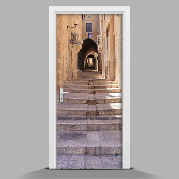 Zelfklevende deur sticker De trap op