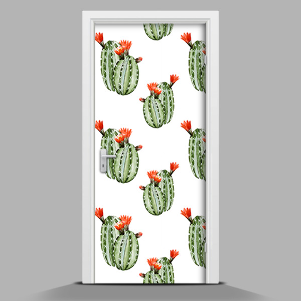 Deur sticker Kleurrijke cactussen