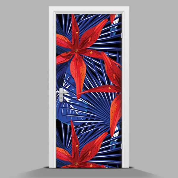 Deursticker Getekende oranje orchideeën