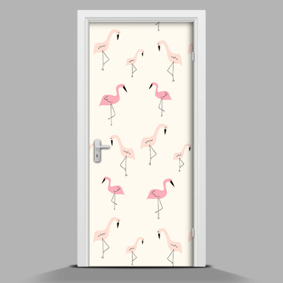 Deur sticker Kleine flamingo's