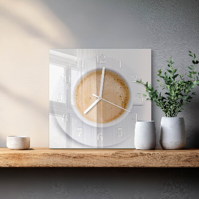 Vierkante glazen klok Kopje koffie