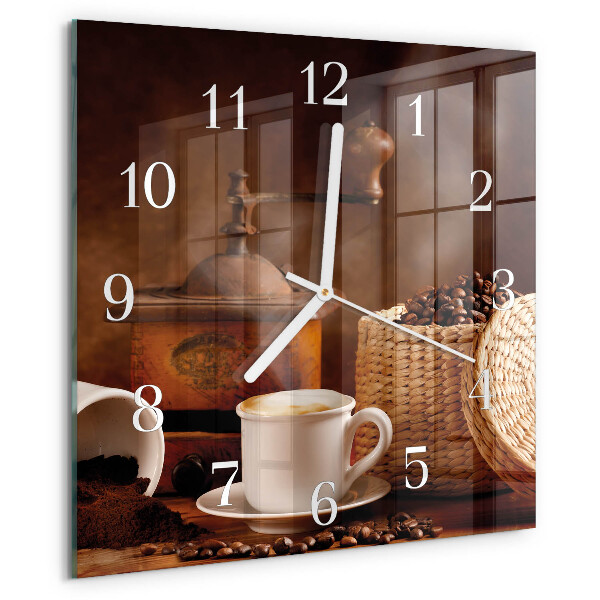 Vierkante glazen klok Kopje koffie