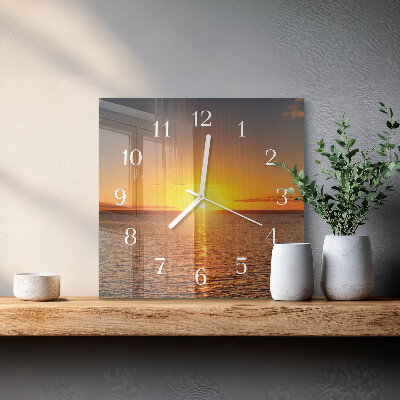 Vierkante glazen klok Zonsondergang