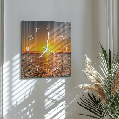 Vierkante glazen klok Zonsondergang