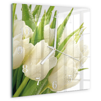 Vierkante glazen klok Tulpen